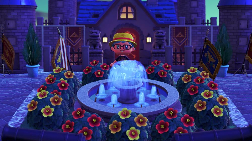 Luxurious hyrule castle made from silos bushes, zen statues, and cannons.